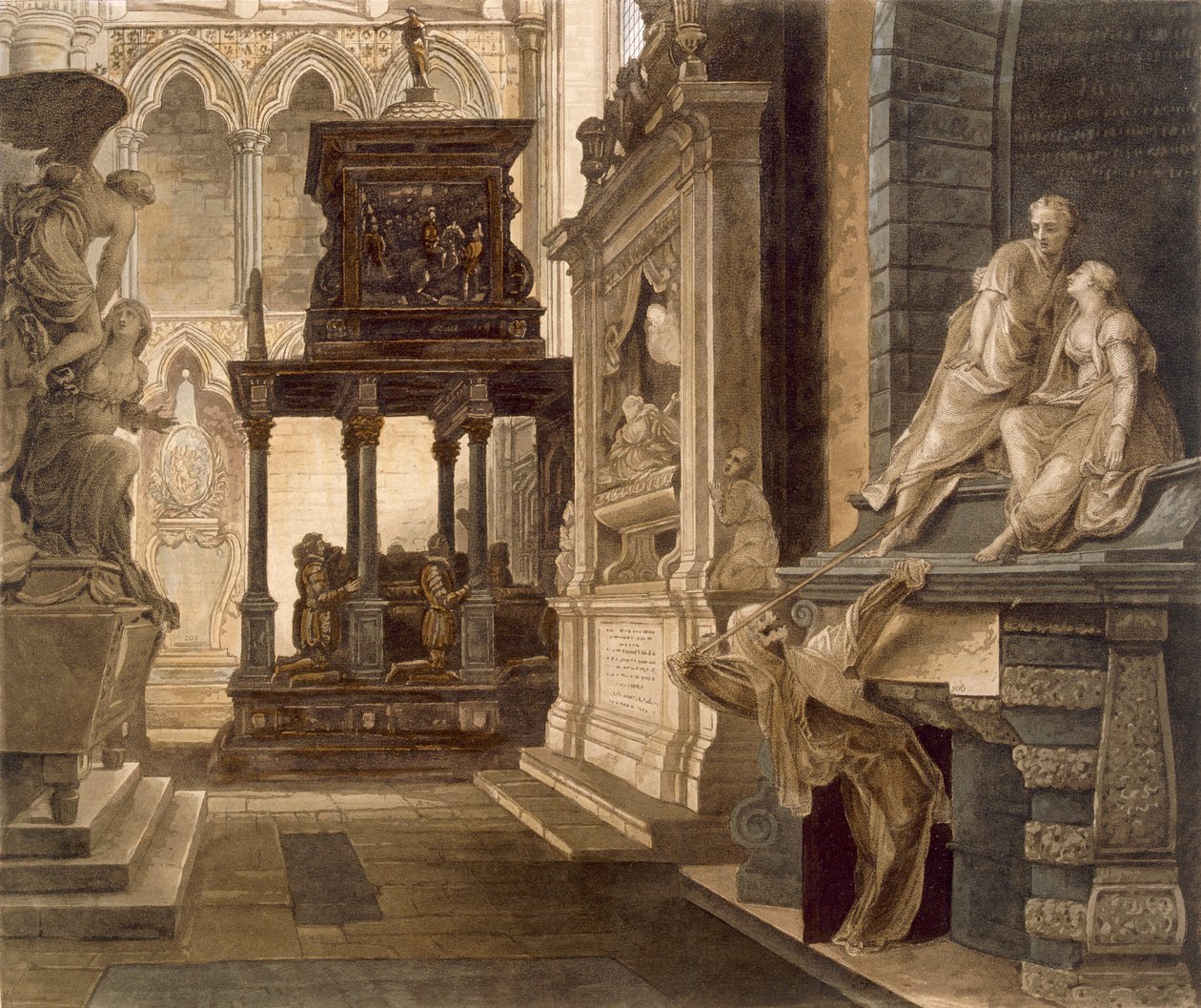 Szent János evangélista kápolna, 46-os tábla a „Westminster Abbey”-ből, Lewis metszete, kocsma. Írta: Rudolph Ackermann (1764-1834) 1812 (akvatinta) alkotó: Frederick Mackenzie
