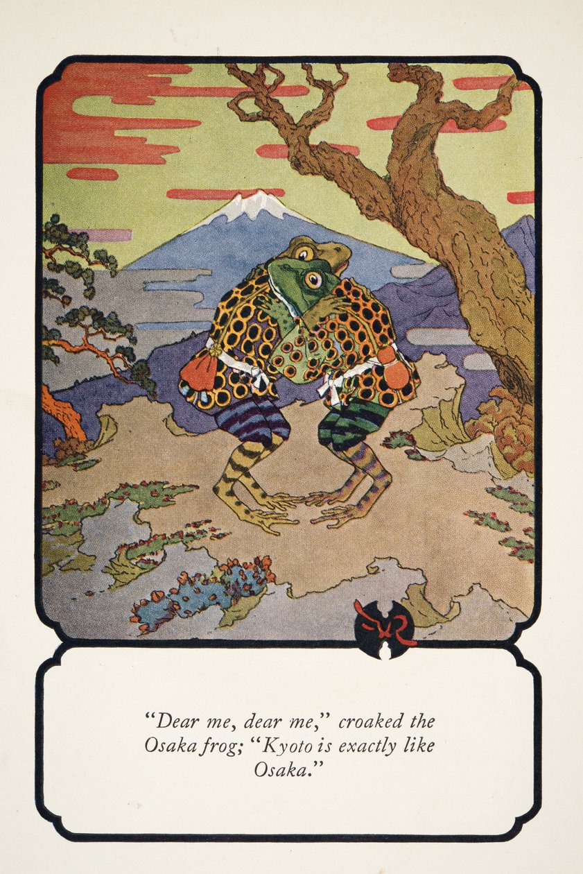 Kedves én, kedves én, krákogta az oszakai béka, Kyoto pontosan olyan, mint Oszaka, illusztráció a Little Peaching and Other Tales of Old Japan c. 1928 alkotó: Frederick Richardson