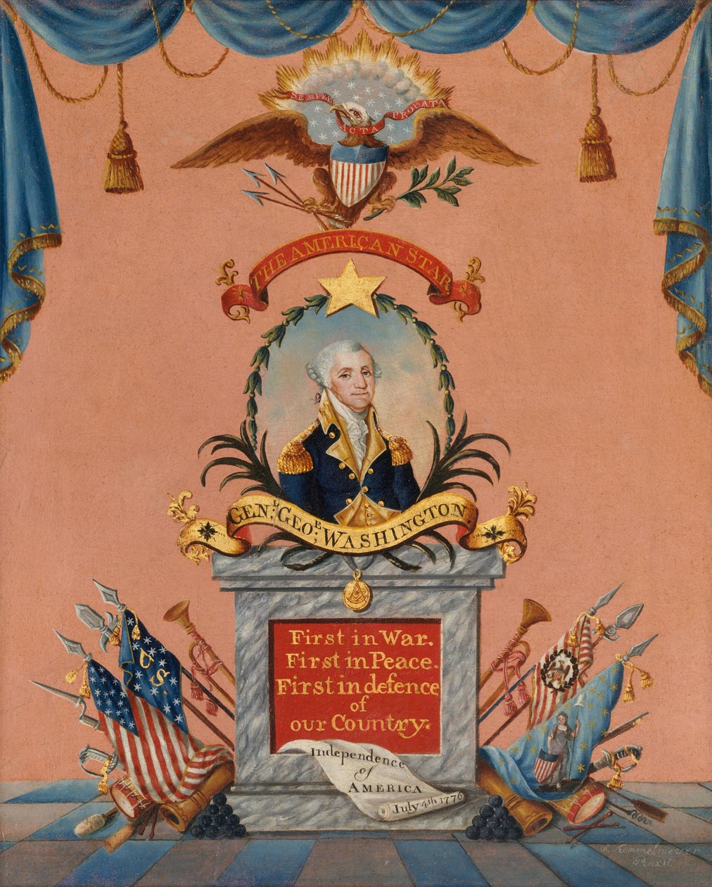 Az amerikai csillag (George Washington), 1803 körül (olaj és levélarany, papír) alkotó: Frederick Kemmelmeyer