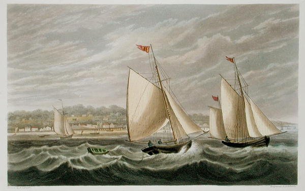 Ryde, a „The Isle of Wight Illustrated, in a Series of Colored Views”, P. Roberts metszete, 1846-ban megjelent (akvatinta) alkotó: Frederick (after) Calvert
