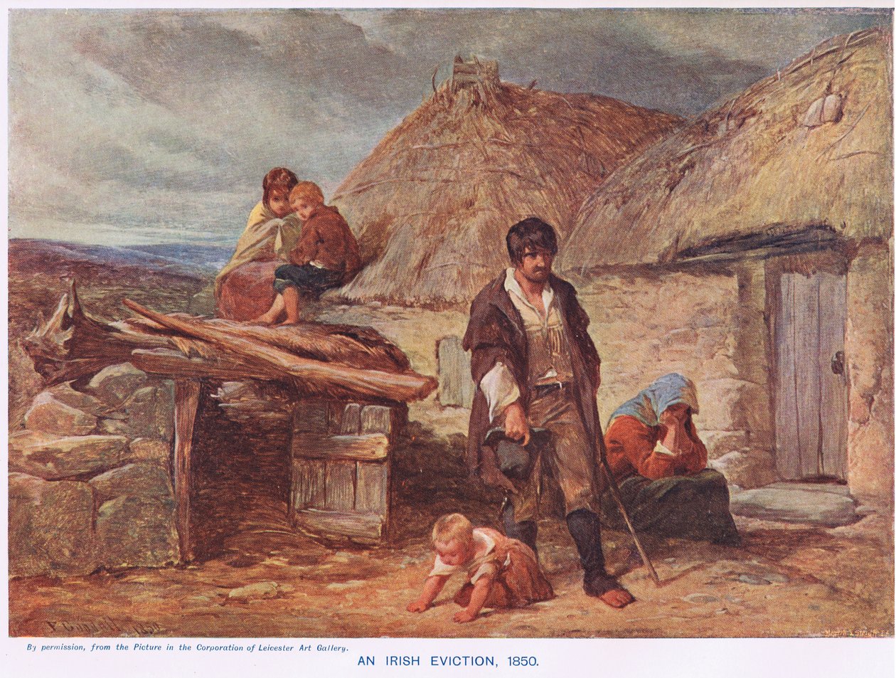 Egy ír kilakoltatás, illusztráció Cassell „Anglia illusztrált története” című művéből, 1910 körül (színes litó) alkotó: Frederick (after) Goodall