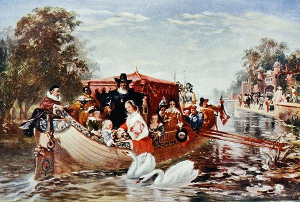 I. Károly boldogabb napjai (1625-49) illusztráció a Richard Wilson által szerkesztett "Lives of Great Men Told by Great Men" című könyvből, 1920-as évek körül (színes litográfia). alkotó: Frederick (after) Goodall