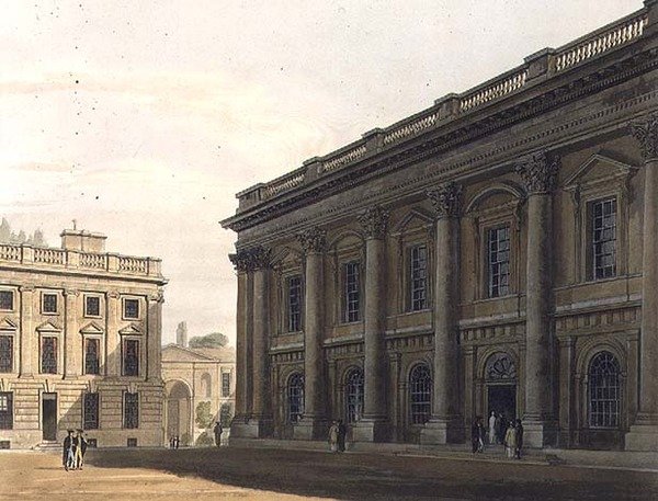 A Christ Church Library külseje, Peckwater, illusztráció az Oxford történelméből, metszett F.C. Lewis (1779-1856) kocsma. R. Ackermann alkotó: Frederick (after) Mackenzie