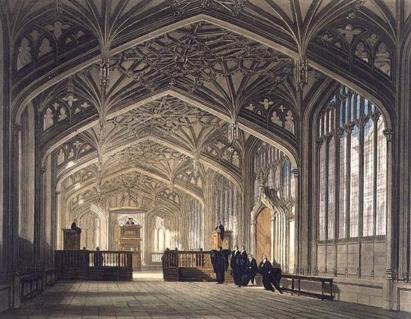 A Divinity School belseje, illusztráció az Oxford történelméből, metszett F.C. Lewis (1779-1856) kocsma. R. Ackermann alkotó: Frederick (after) Mackenzie