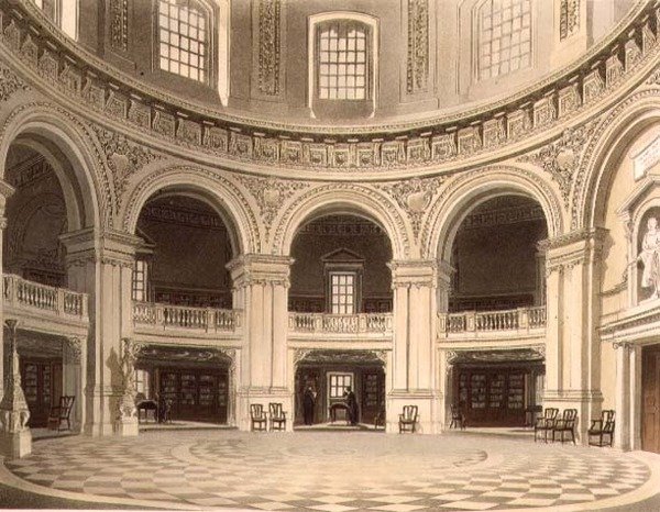 The Dome in Radcliffe Library, illusztráció a "History of Oxford"-ból, metszett J. Bluck (fl.1791-1831) pub. R. Ackermann alkotó: Frederick (after) Mackenzie