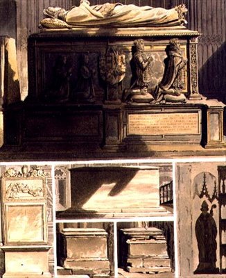 Sírok a Hitvalló Edward kápolnájából, L tábla a „Westminster Abbey”-ből, metszett J. Bluck (fl.1791-1831) pub. Írta: Rudolph Ackermann (1764-1834) 1812 (akvatinta) alkotó: Frederick (after) Mackenzie