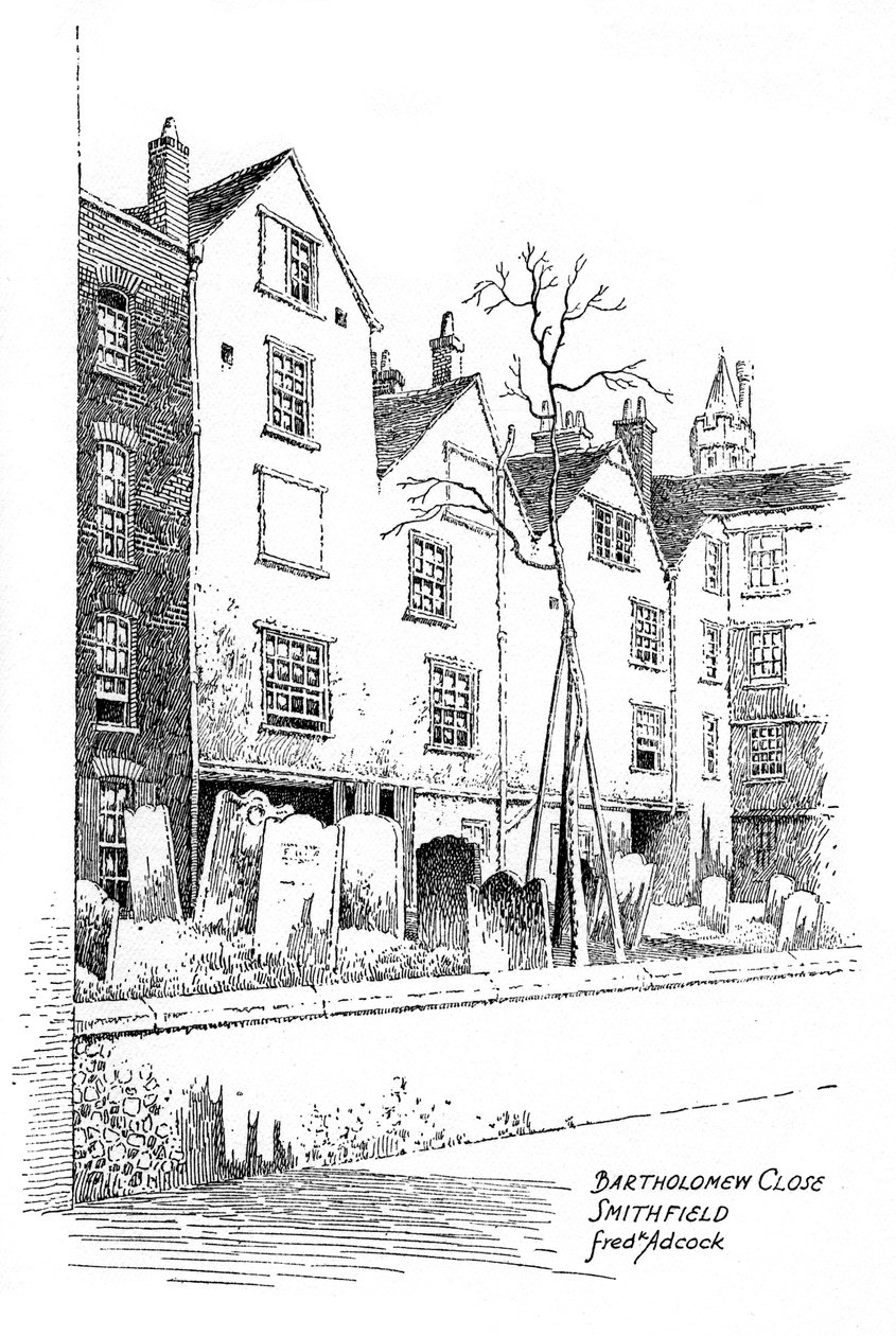 Bartholomew Close, Smithfield, London, 1912. alkotó: Frederick Adcock