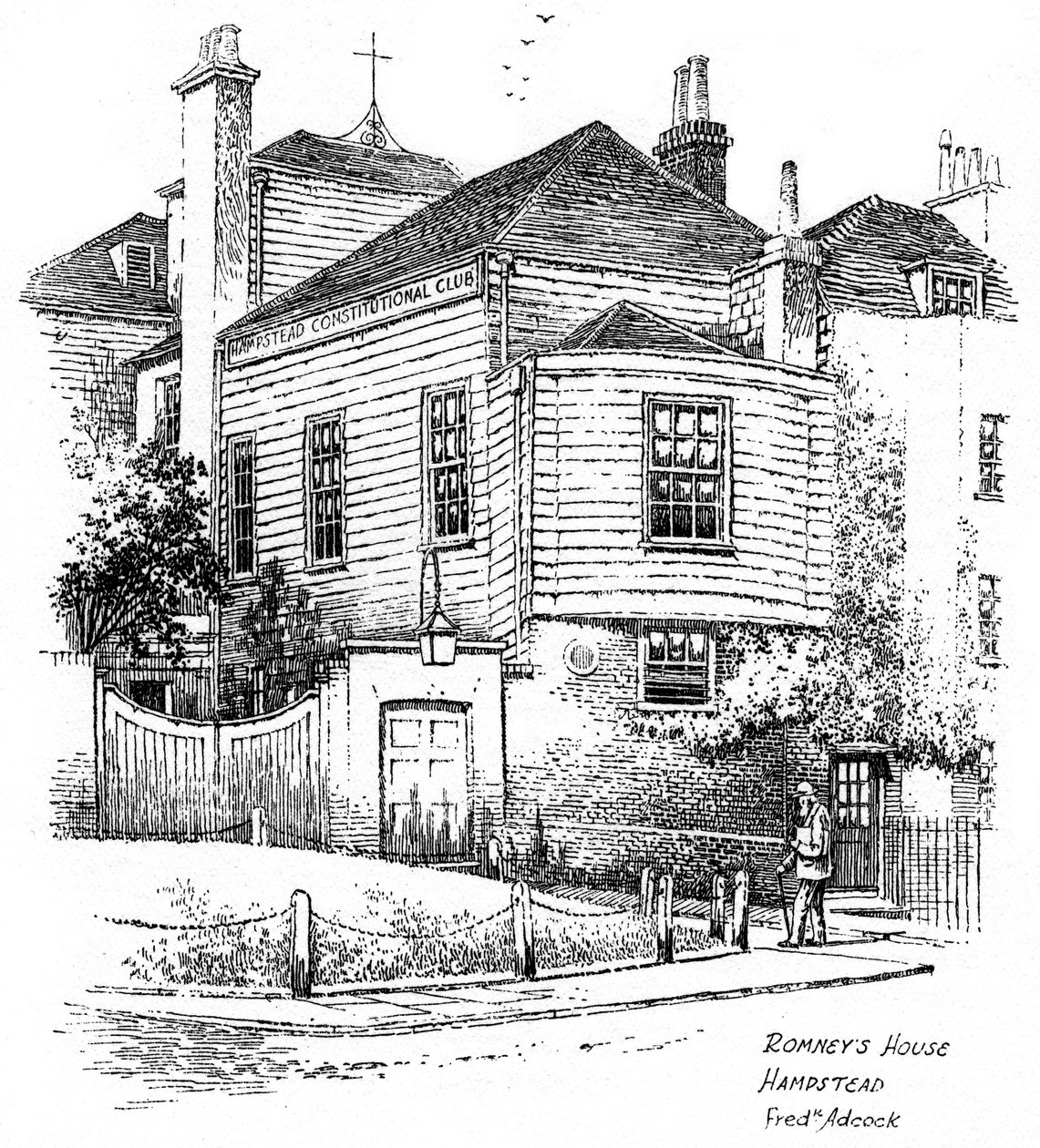 George Romneys ház, Hampstead, London, 1912 alkotó: Frederick Adcock