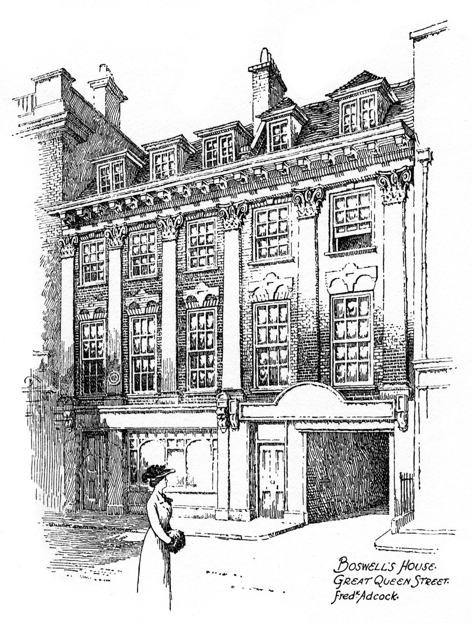 James Boswells ház, Great Queen Street, Covent Garden, London, 1912 alkotó: Frederick Adcock