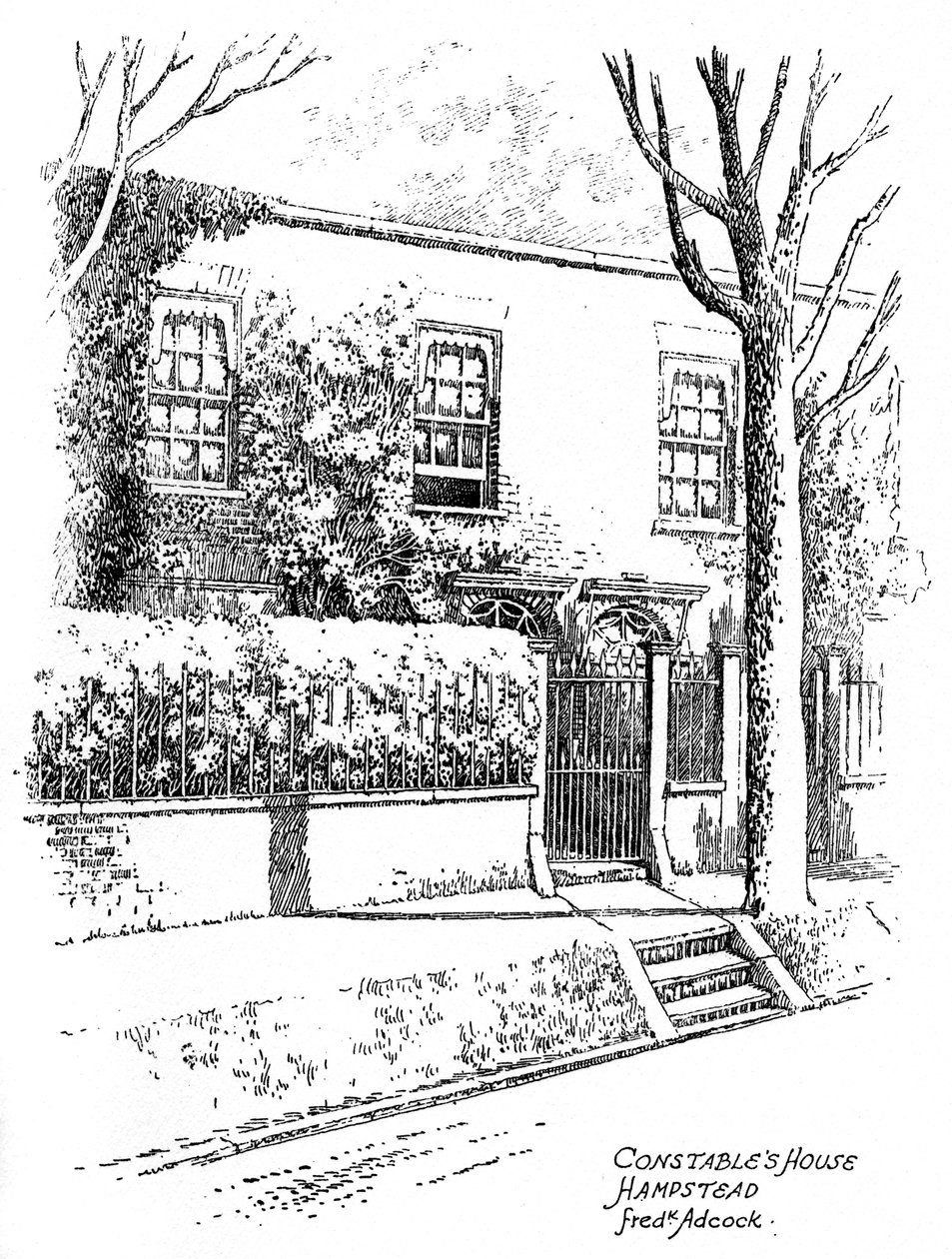 John Constables háza, Hampstead, London, 1912 alkotó: Frederick Adcock