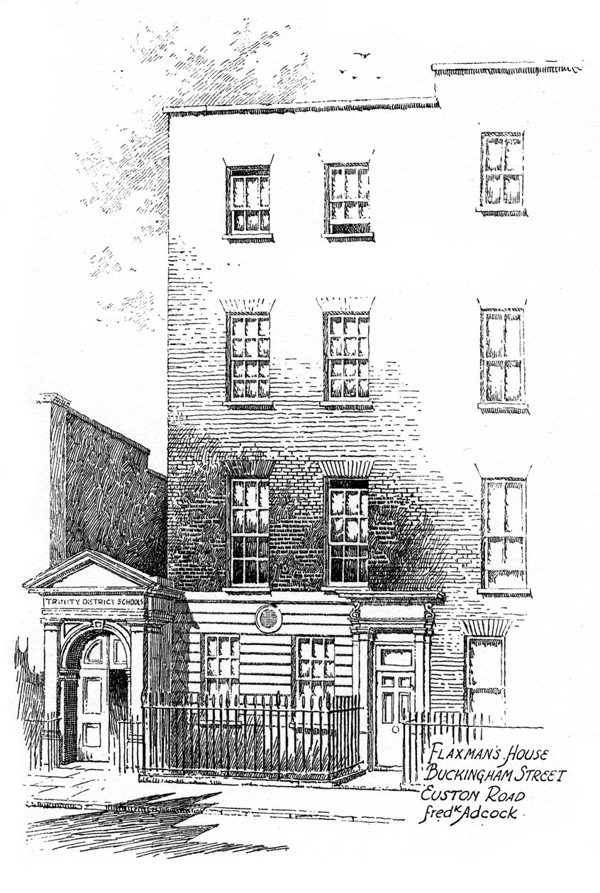 John Flaxmans ház, Buckingham Street, Euston Road, London, 1912 alkotó: Frederick Adcock