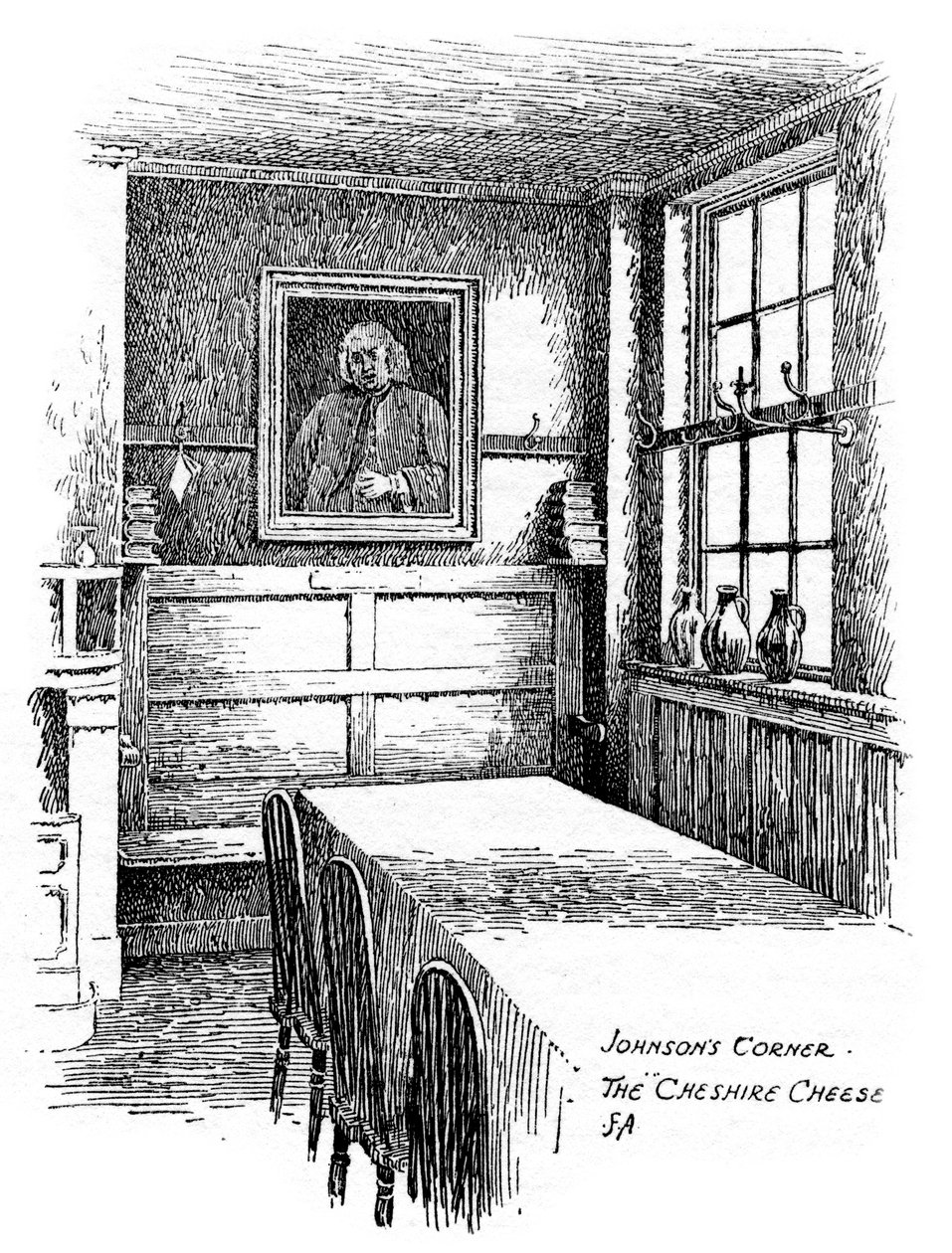 Johnsons Corner, a Cheshire Cheese pub, City of London, 1912 alkotó: Frederick Adcock