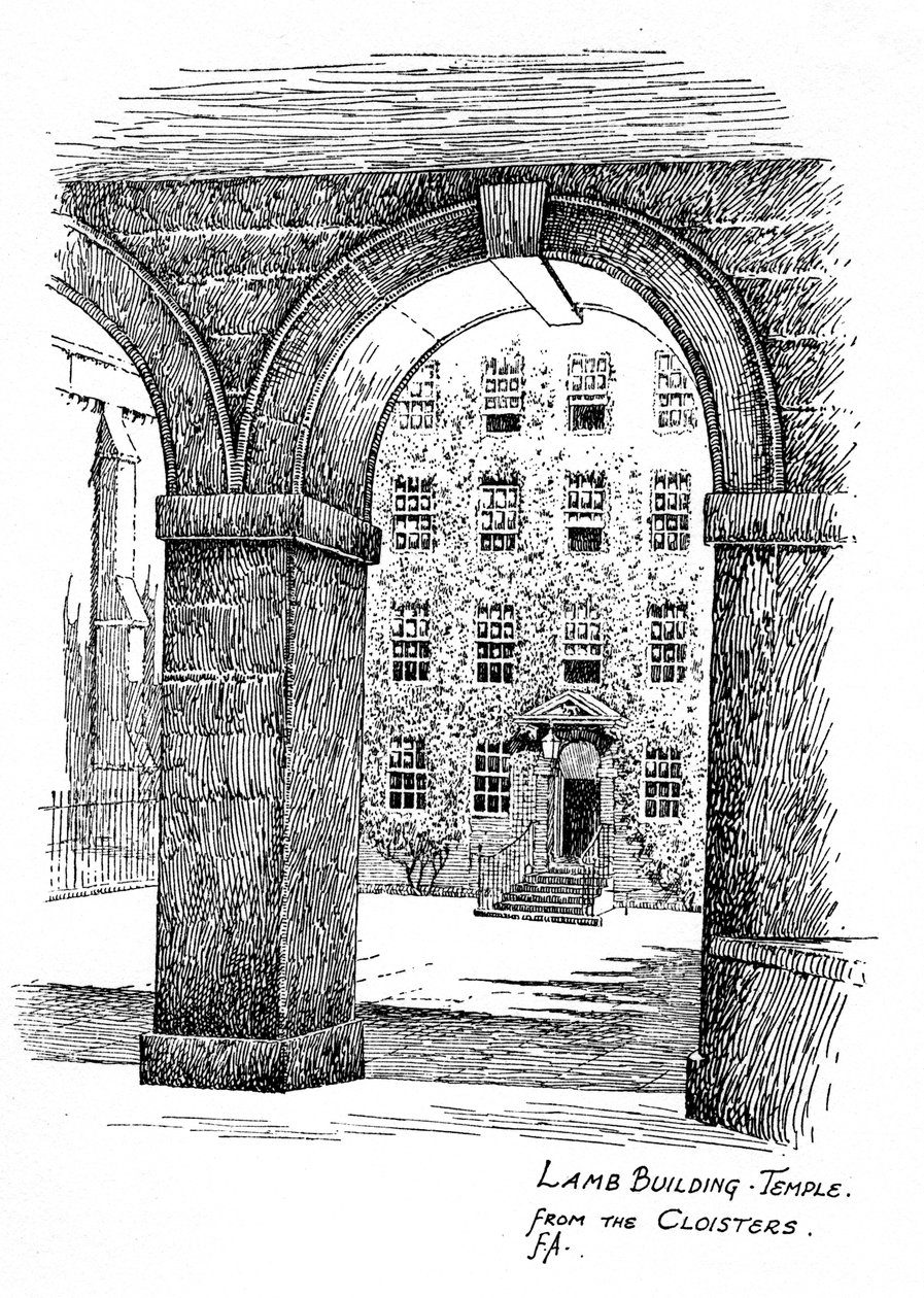 Lamb Building, Temple, a kolostorból, London, 1912 alkotó: Frederick Adcock