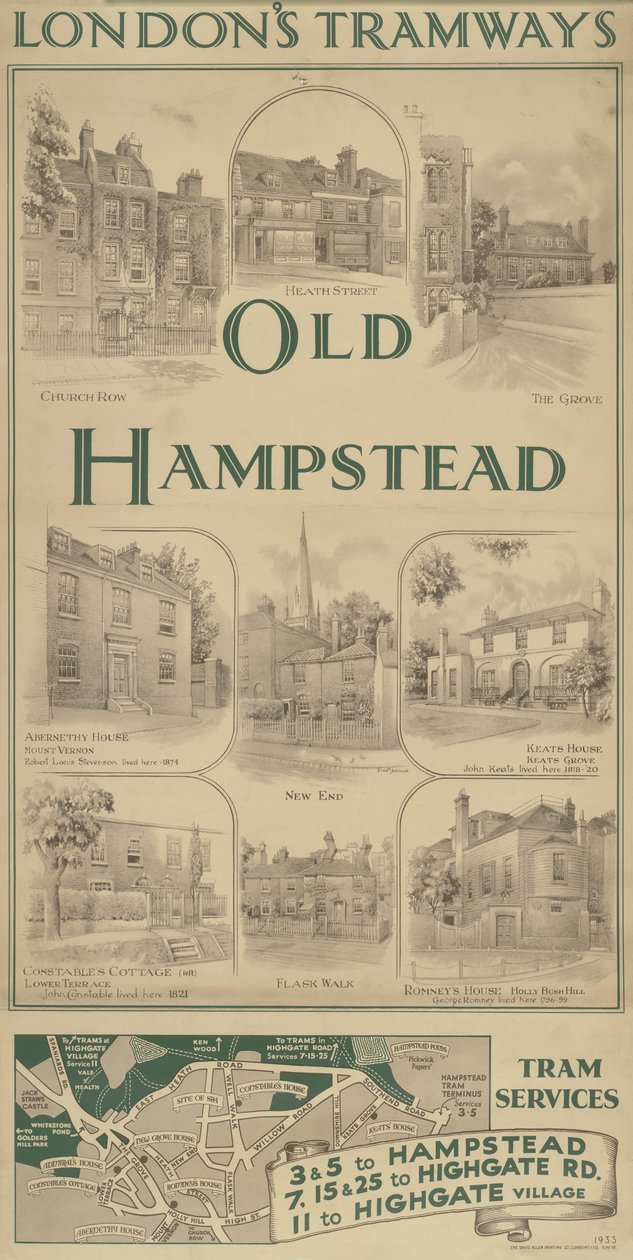 Old Hampstead, villamosközlekedés alkotó: Frederick Adcock