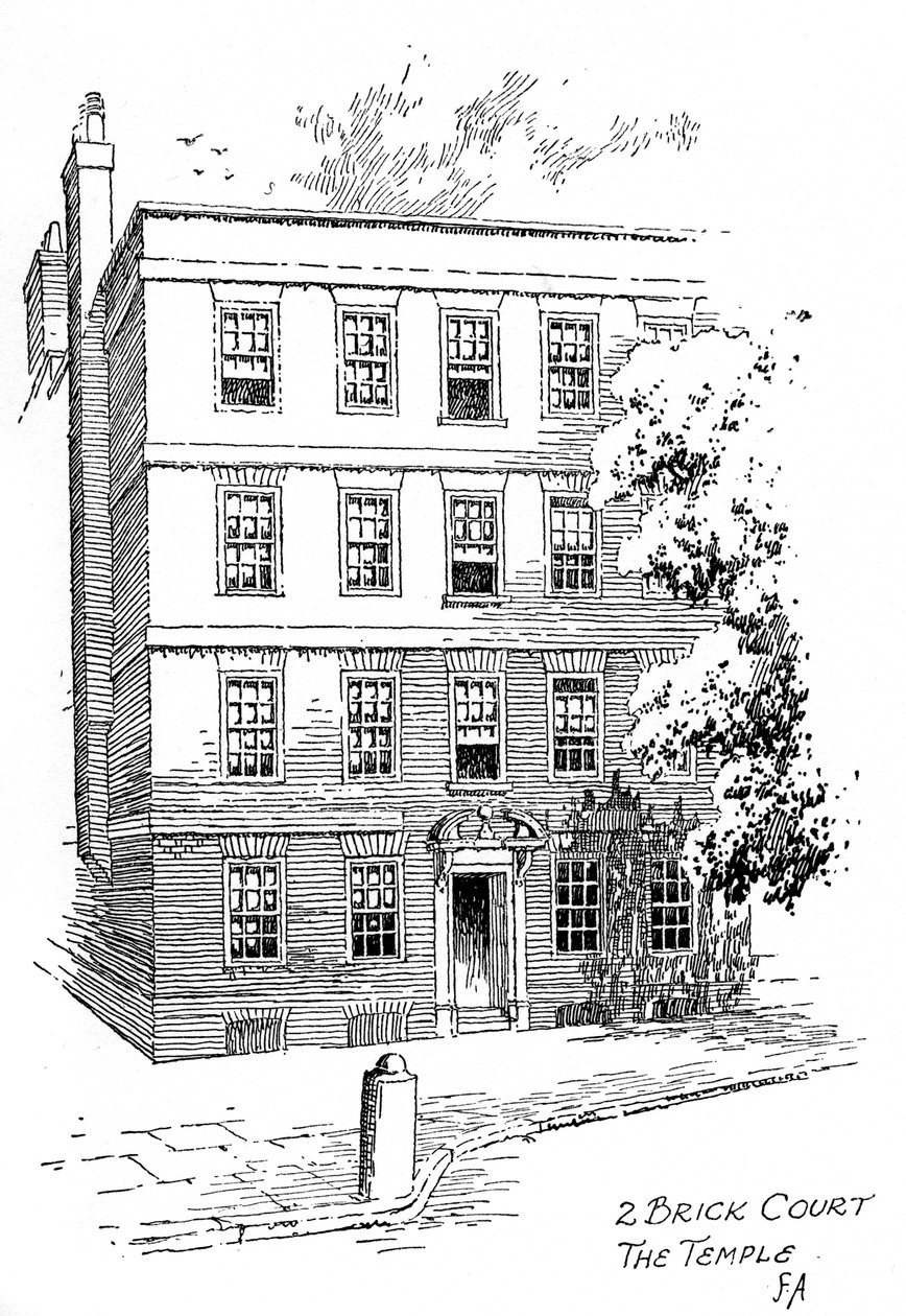Oliver Goldsmiths ház, 2 Brick Court, Temple, London, 1912 alkotó: Frederick Adcock