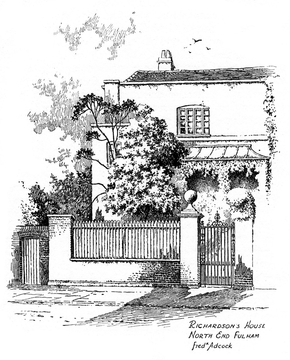 Samuel Richardsons háza, North End, Fulham, London, 1912 alkotó: Frederick Adcock