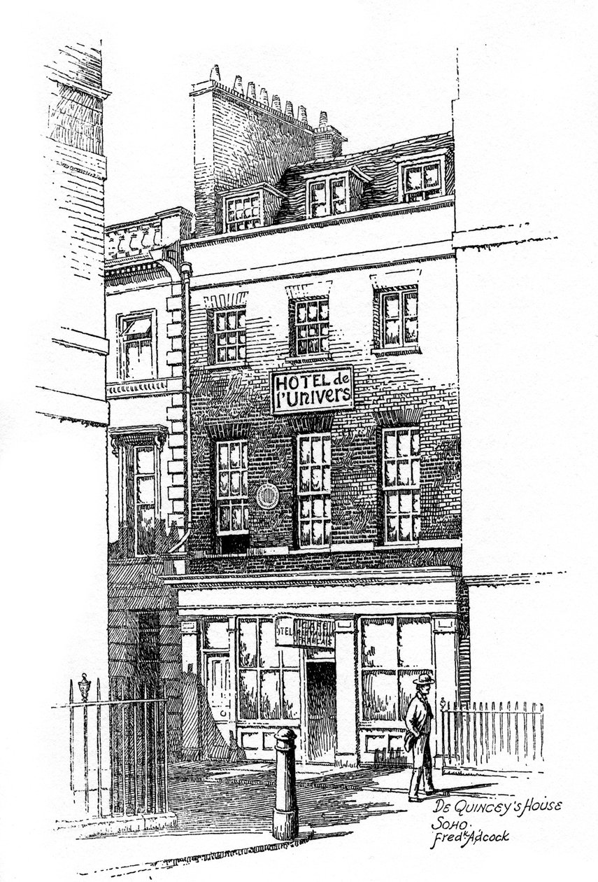 Thomas de Quincey ház, Soho, London, 1912 alkotó: Frederick Adcock