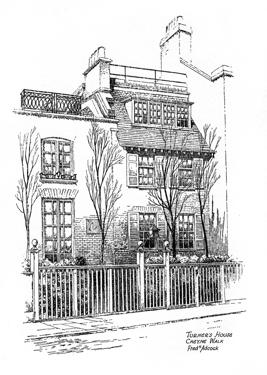 Turners ház, Cheyne Walk, Chelsea, London, 1912 alkotó: Frederick Adcock