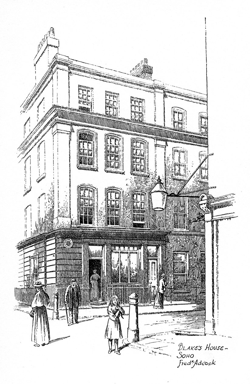 William Blakes háza, Soho, London, 1912 alkotó: Frederick Adcock