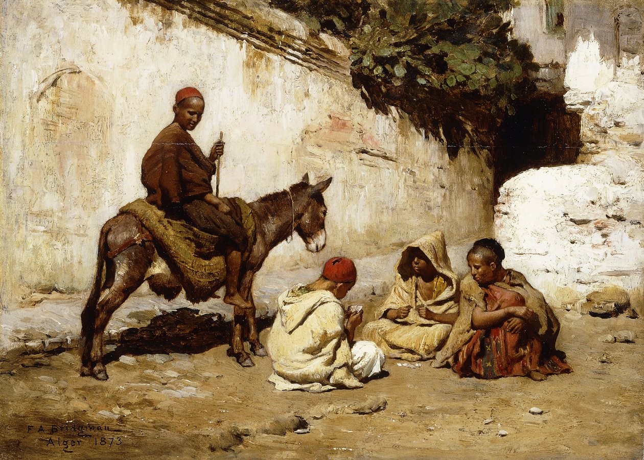 Kártyázó arab gyerekek, 1873 alkotó: Frederick Arthur Bridgman