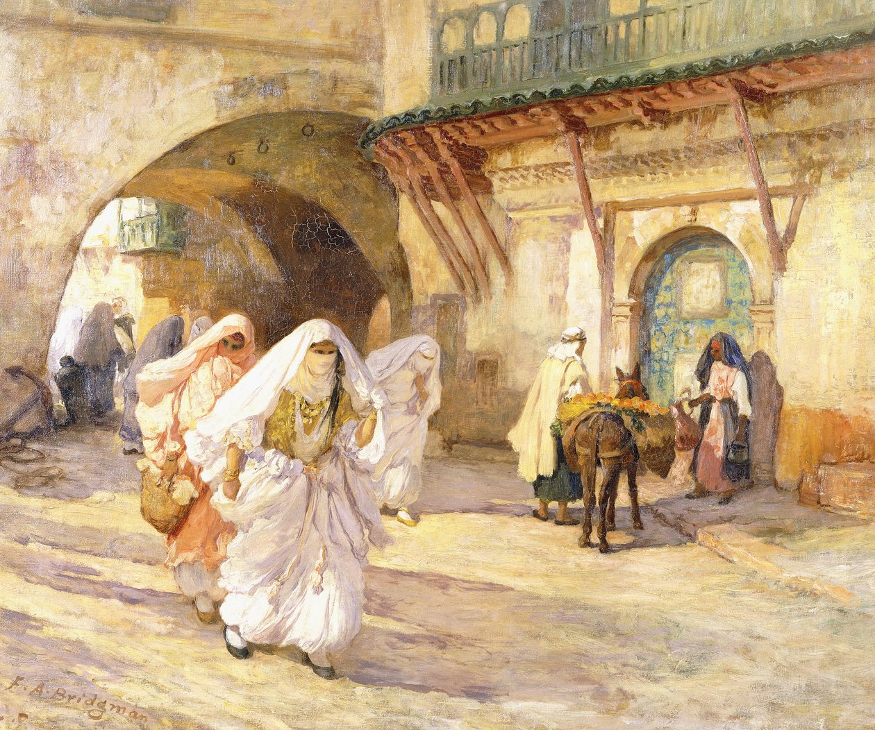 Arab nők az utcában, alkotó: Frederick Arthur Bridgman