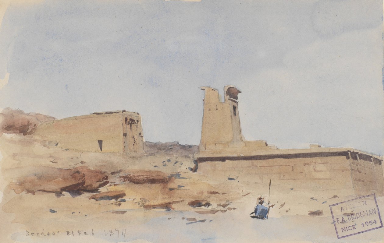 Dendur temploma, a pilont és a teraszt mutatja, 1874. alkotó: Frederick Arthur Bridgman