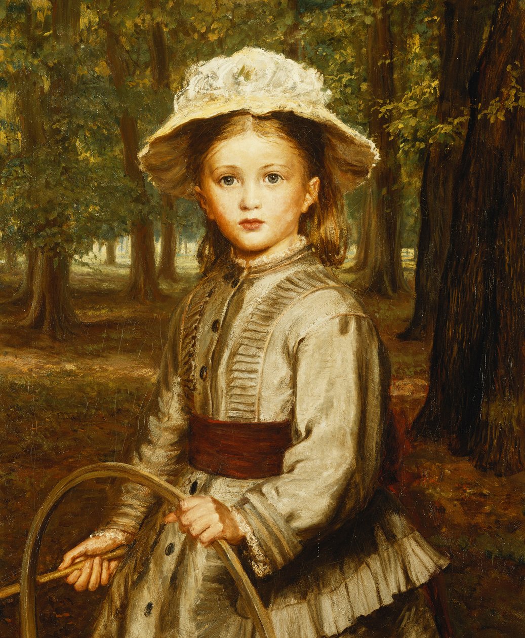 Egy fiatal lány karikával játszik, alkotó: Frederick Bacon Barwell