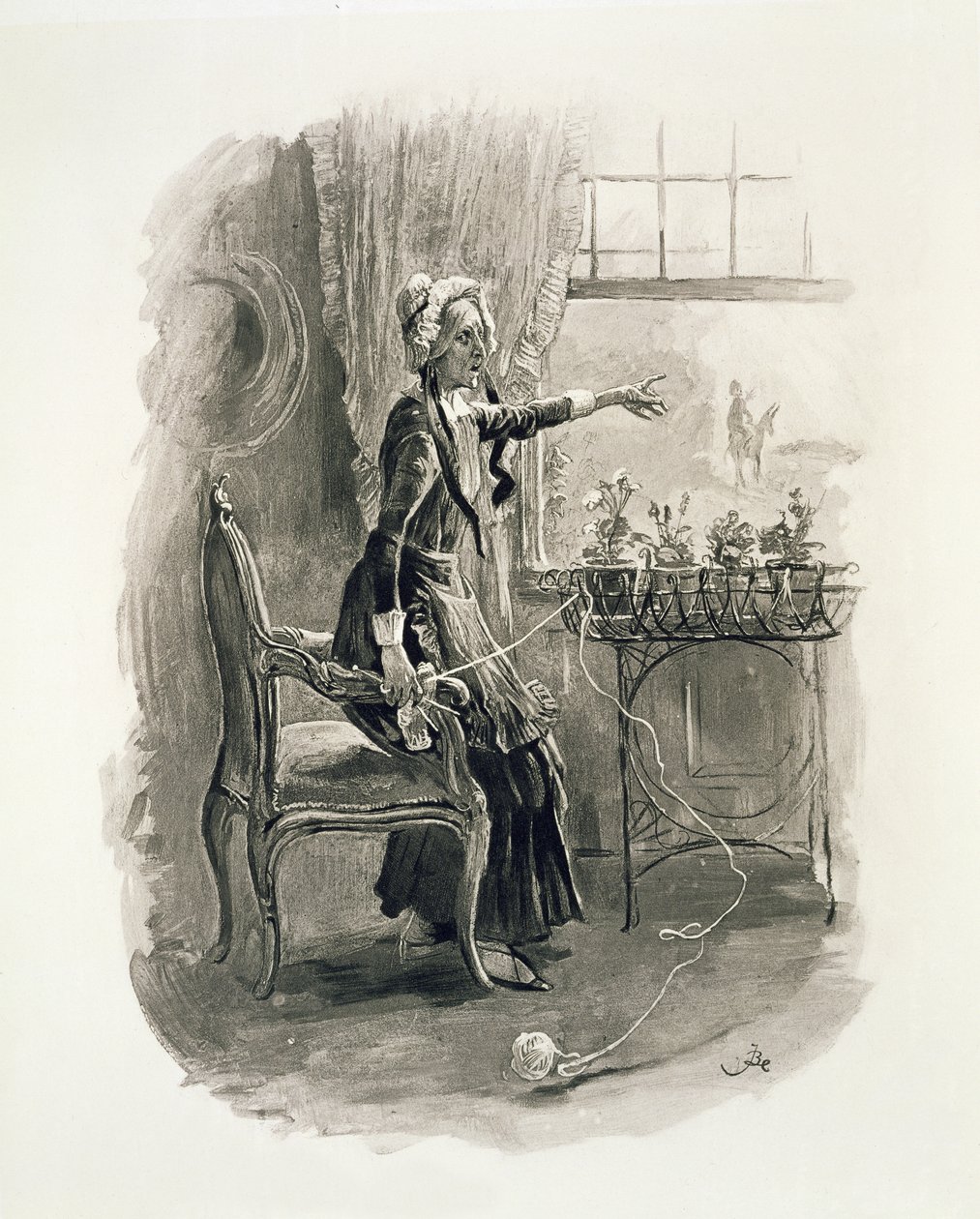 Mrs Betsy Trotwood, Thomas Archer „Charles Dickens: Egy pletyka az életéről” című művéből, 1894 körül. alkotó: Frederick Barnard