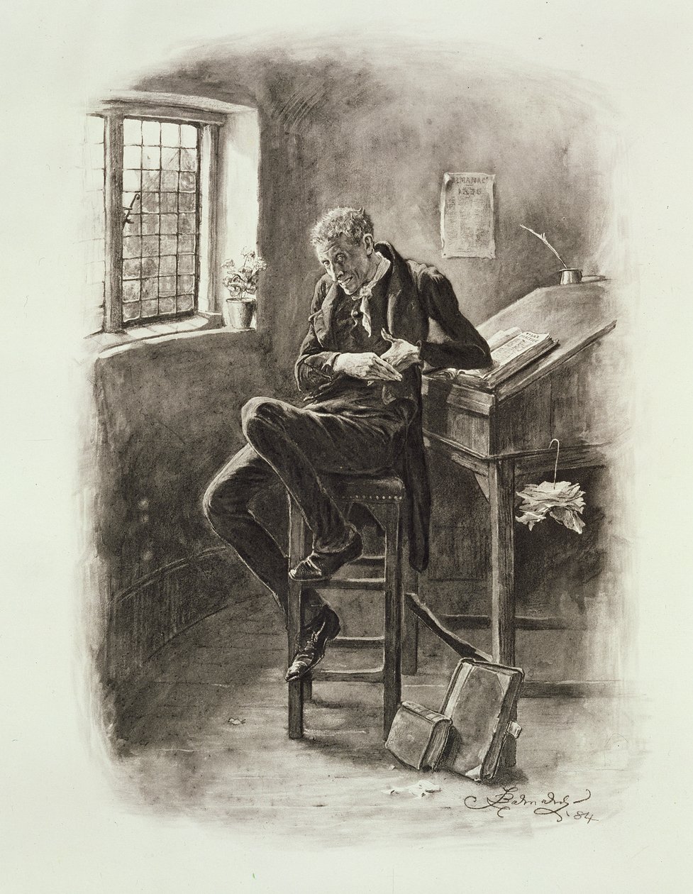 Uriah Heep, Thomas Archer „Charles Dickens: Egy pletyka az életéről” című művéből, 1894 körül. alkotó: Frederick Barnard