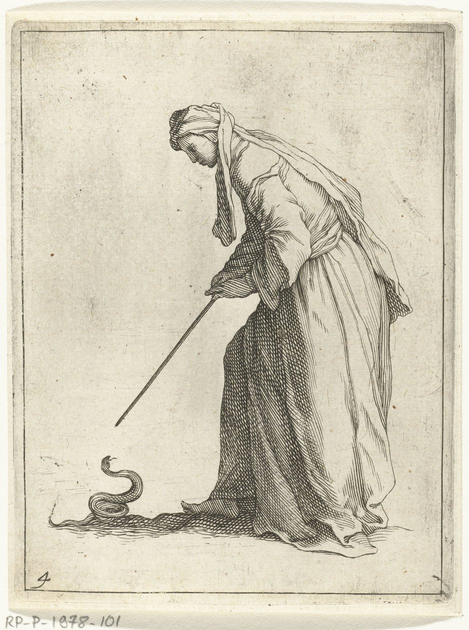 Nő egy kígyóval 15 kis figura (sorozat címe) alkotó: Frederick Bloemaert