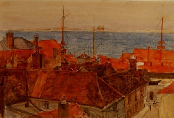 Harwich Harbor (akvarell) alkotó: Frederick Brown