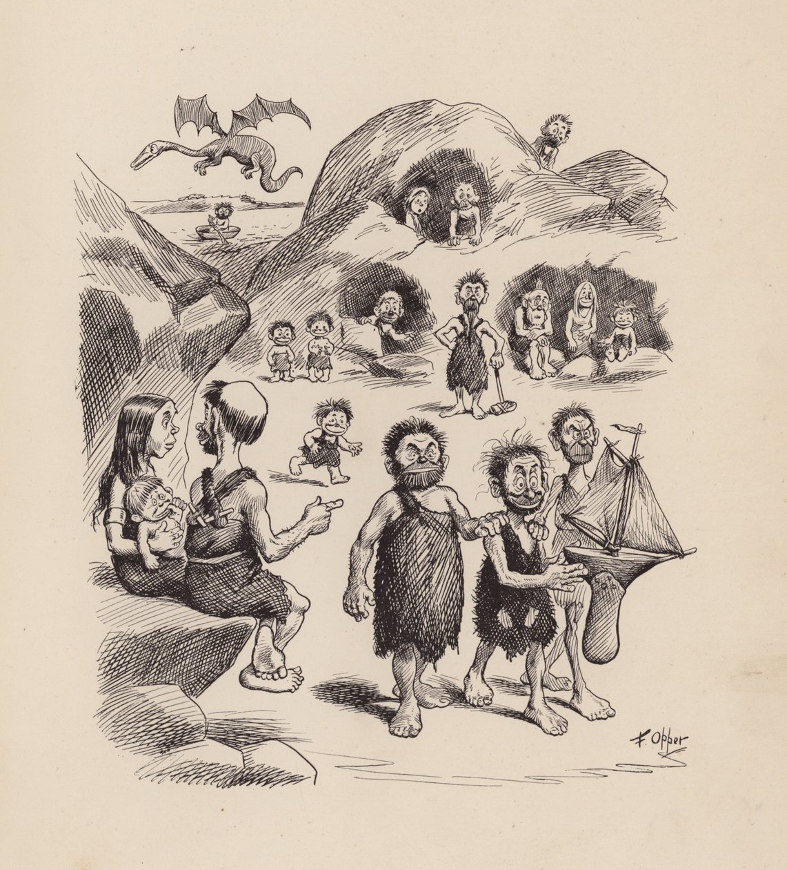 Antediluvian Ancestors by F Opper: Number One (litográfia) alkotó: Frederick Burr Opper