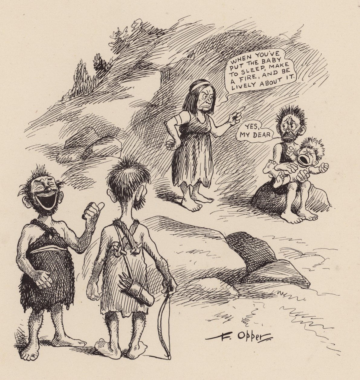 Antediluvian Ancestors by F Opper: Tízes szám (litográfia) alkotó: Frederick Burr Opper