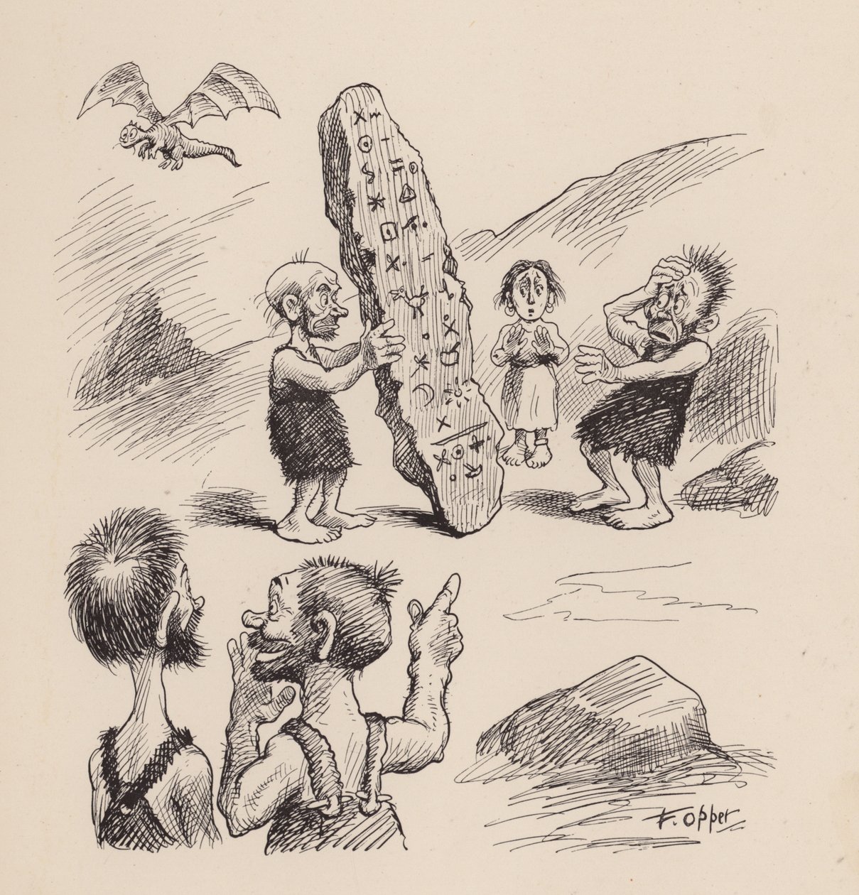 Antediluvian Ancestors by F Opper: Huszonnyolcadik szám (litográfia) alkotó: Frederick Burr Opper