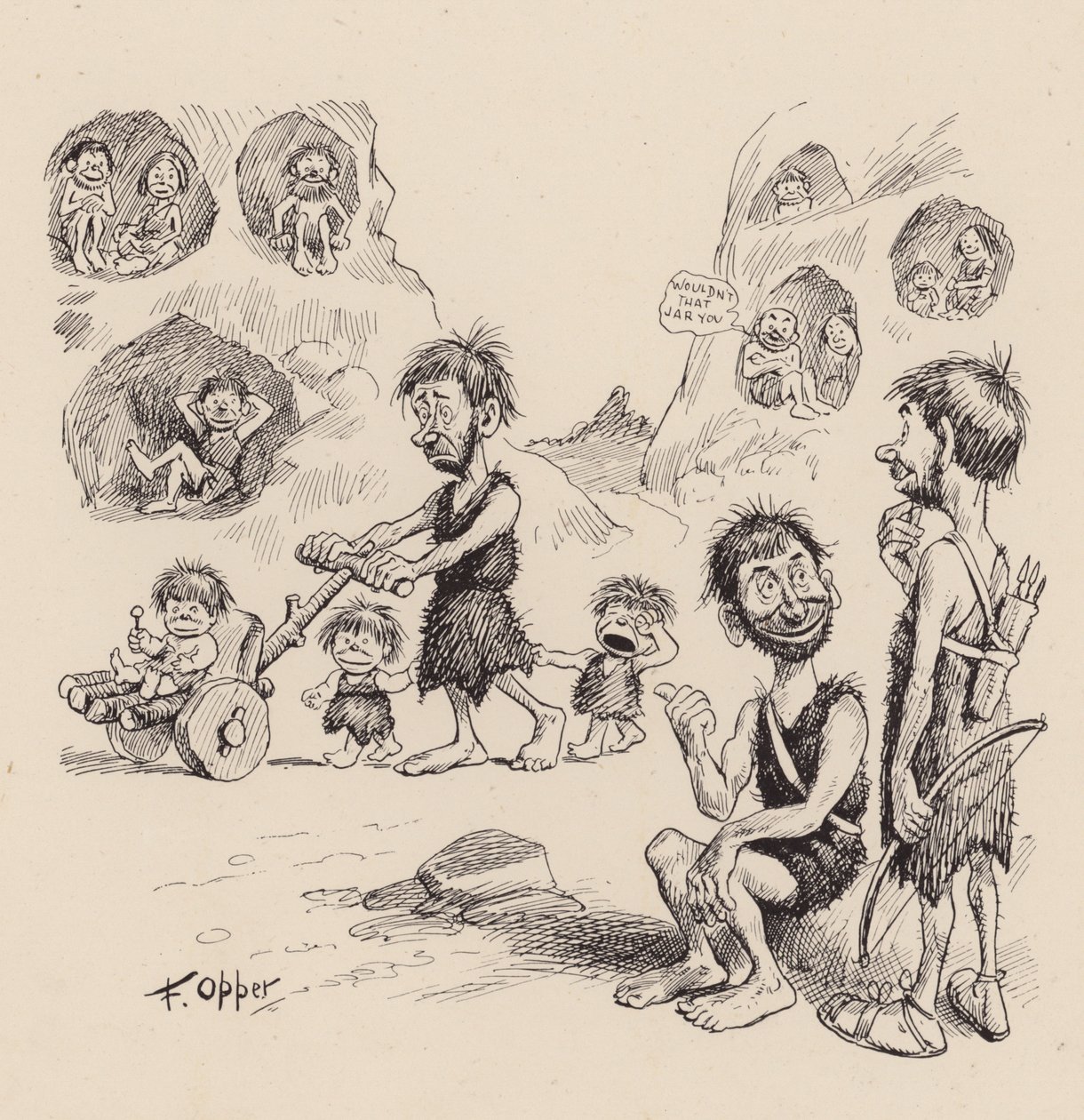 Antediluvian Ancestors by F Opper: Huszonhárom (litográfia) alkotó: Frederick Burr Opper
