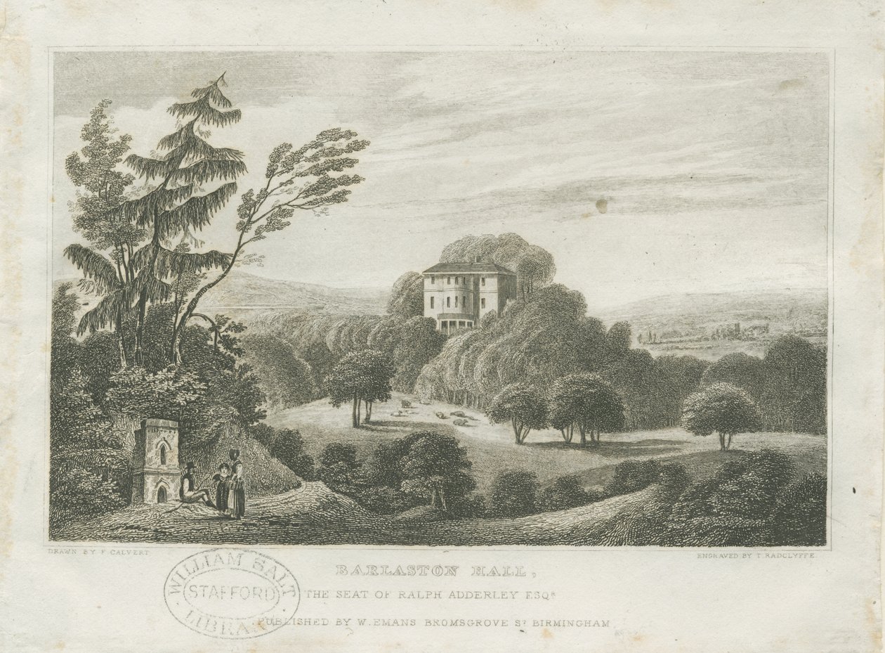 Barlaston Hall: metszet, nd [19. század közepe] (nyomat) alkotó: Frederick Calvert