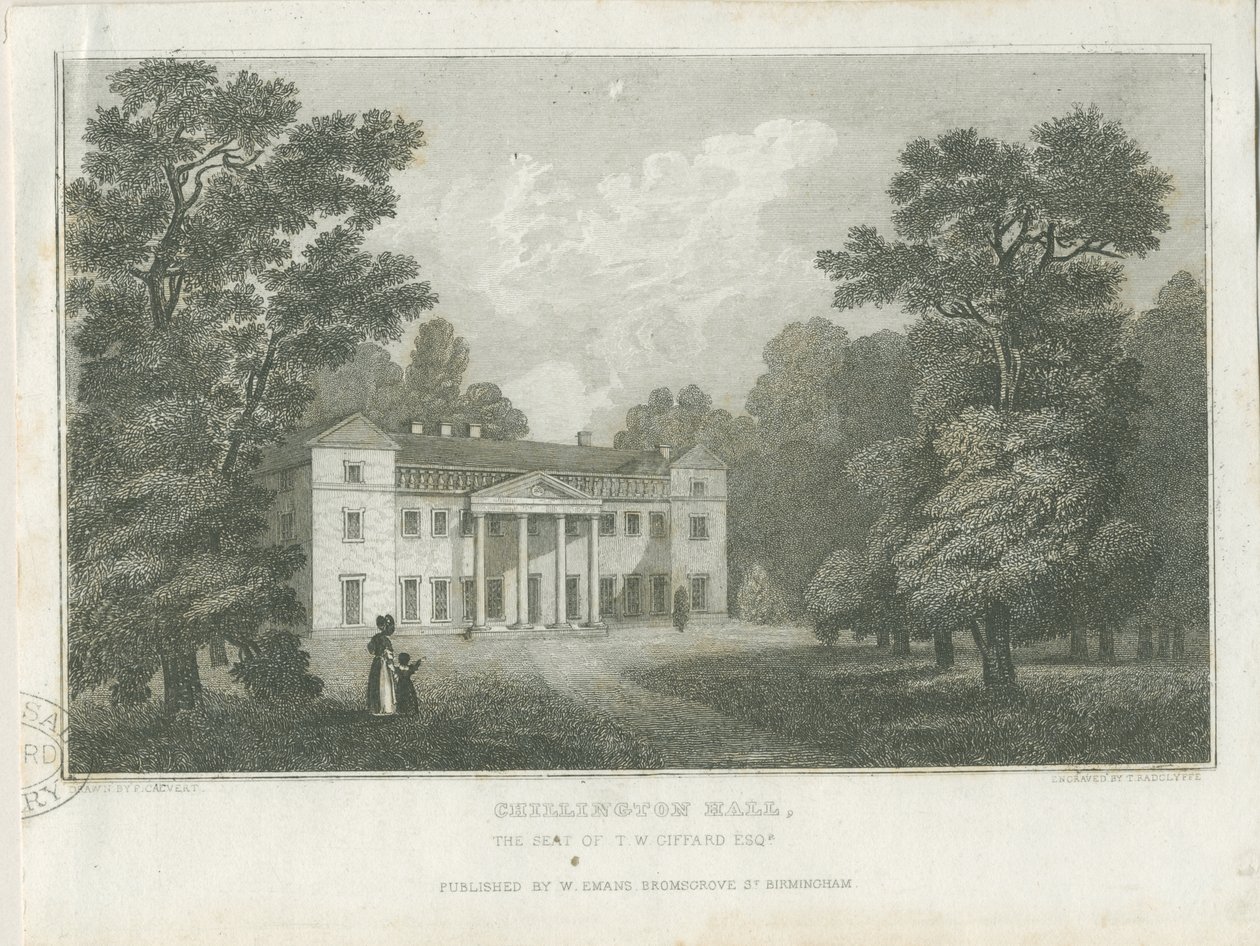 Chillington Hall: metszet, nd [1830] (nyomat) alkotó: Frederick Calvert