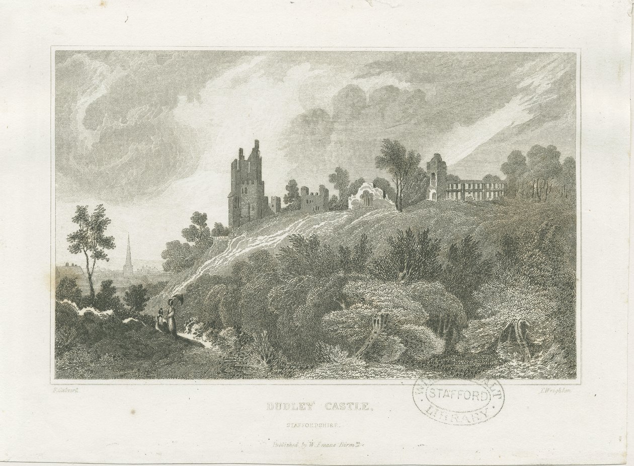 Dudley kastély: metszet, és [XIX. század] alkotó: Frederick Calvert