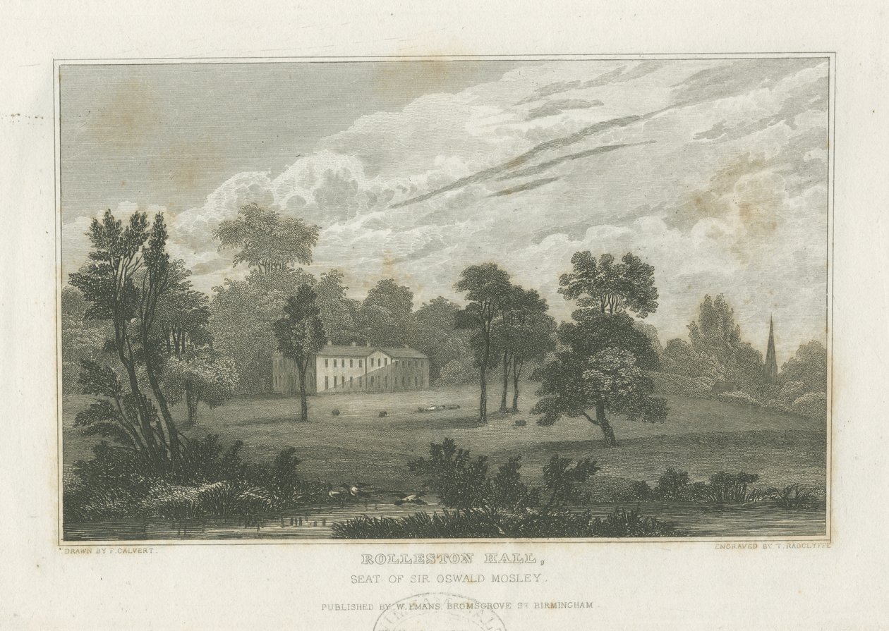 Rolleston Hall: metszet, és [19. század közepe] (nyomat) alkotó: Frederick Calvert