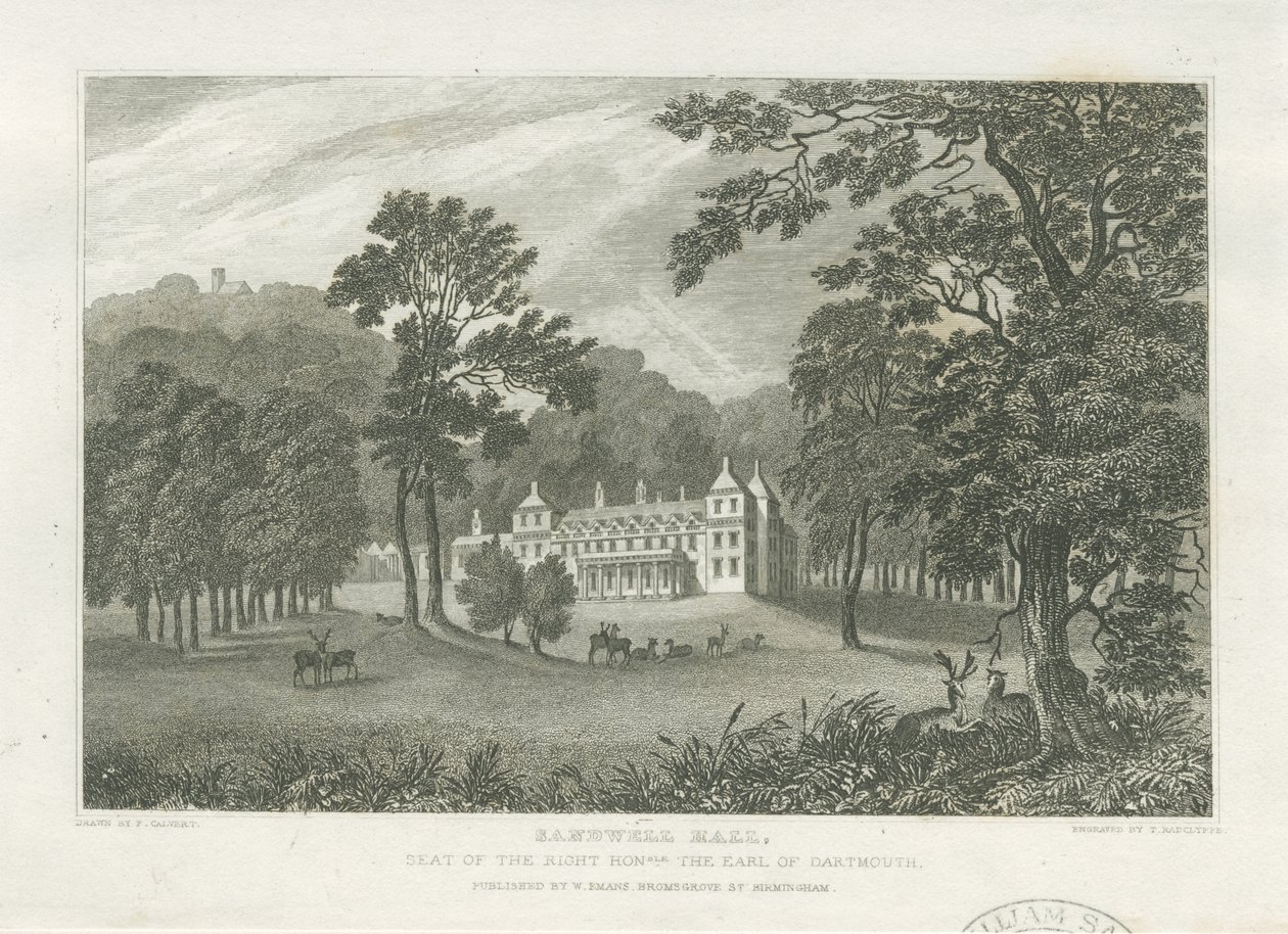 Sandwell Park - Hall: metszet, és [19. század közepe] (nyomat) alkotó: Frederick Calvert