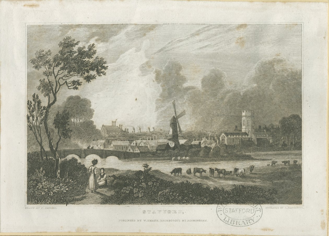 Stafford – Délnyugati nézet: gravírozás, nd [c 1830] (nyomtatás) alkotó: Frederick Calvert