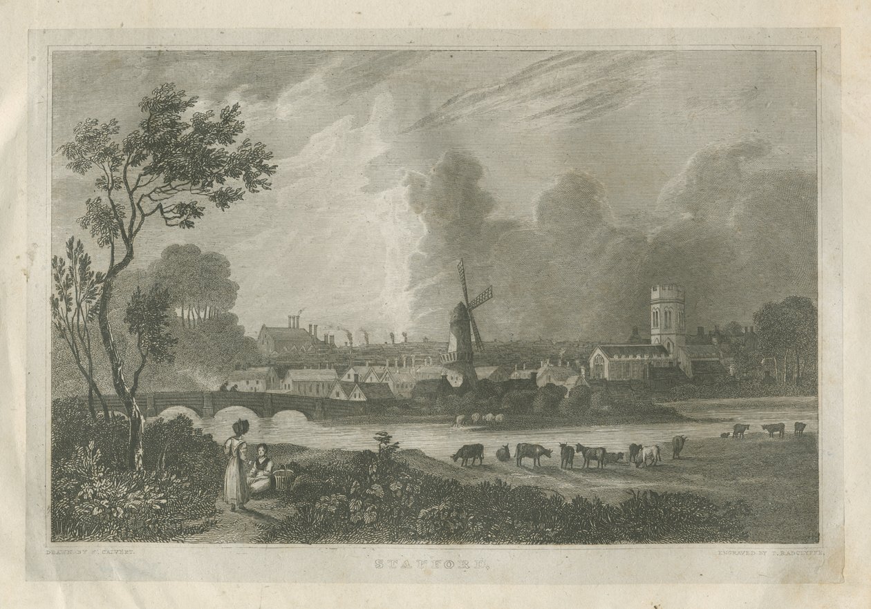 Stafford – South West View: gravírozás, nd [c 1830] alkotó: Frederick Calvert