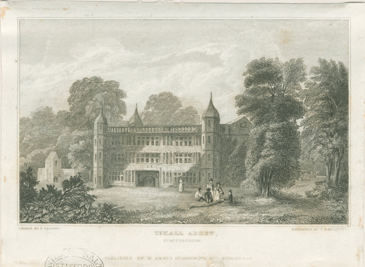 Tixall Hall – Gatehouse: metszet, nd [c 1830] (nyomtatás) alkotó: Frederick Calvert