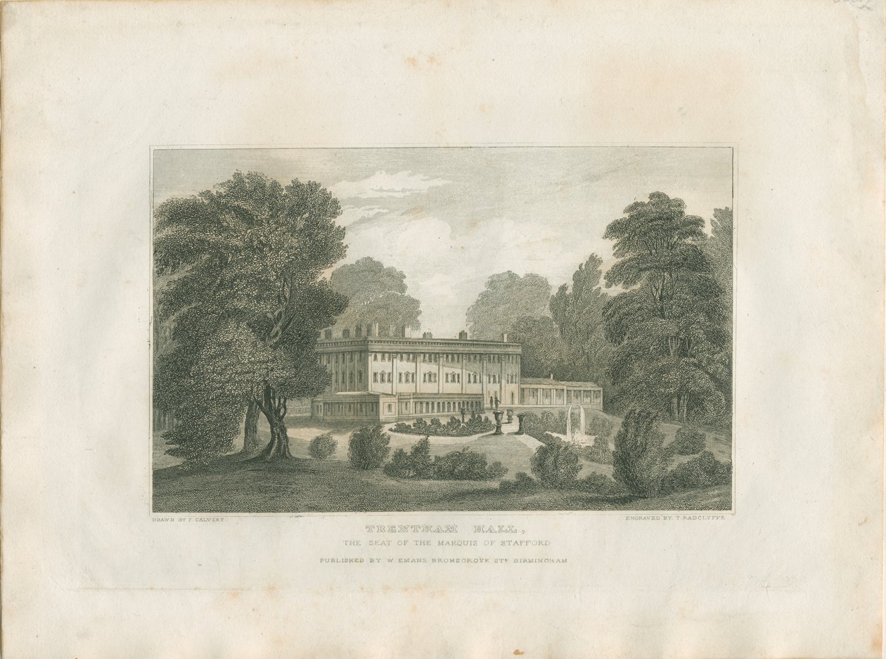 Trentham Hall: metszet, nd [c 1830] (nyomtatás) alkotó: Frederick Calvert