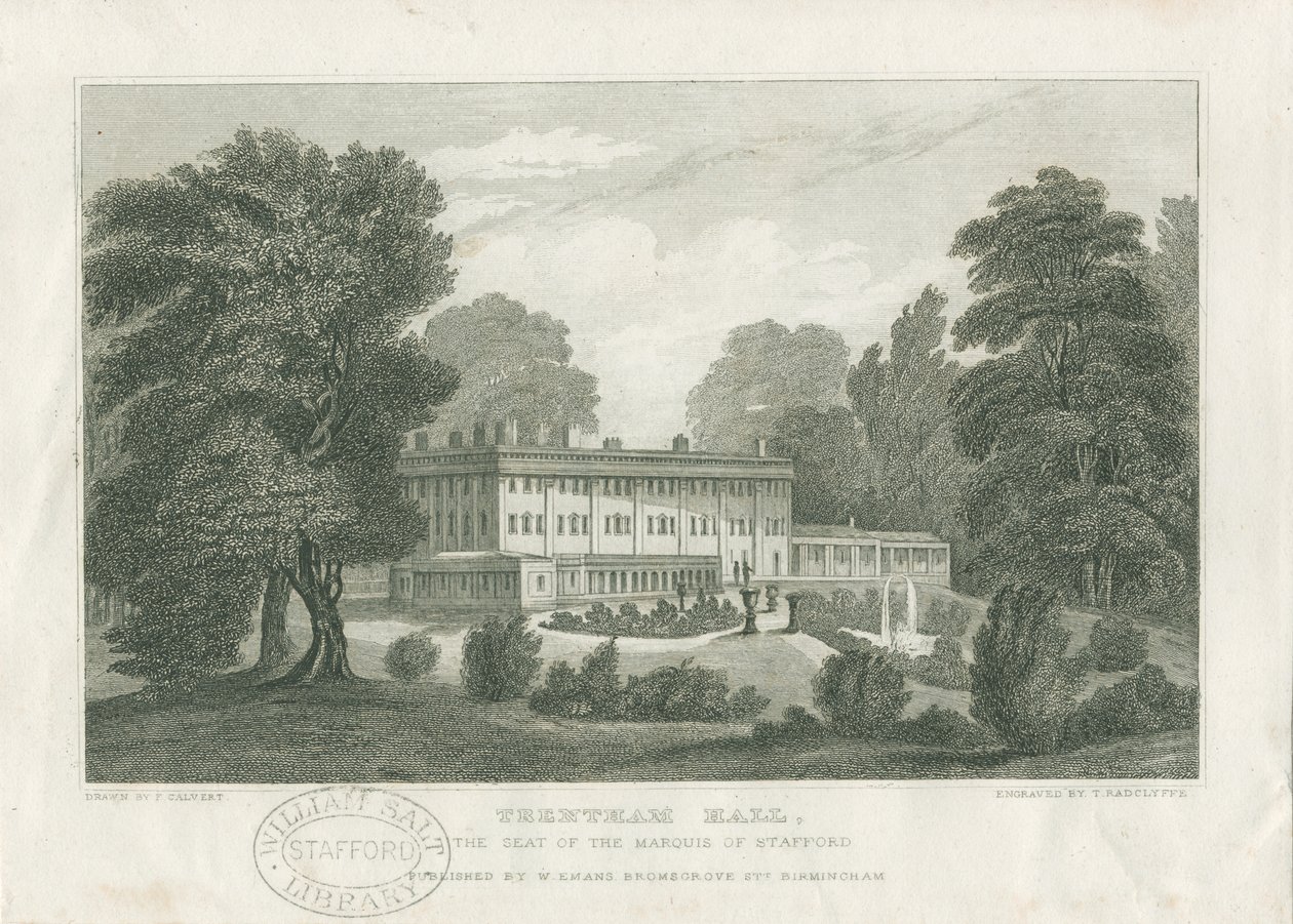 Trentham Hall: metszet, nd [c 1830] (nyomtatás) alkotó: Frederick Calvert