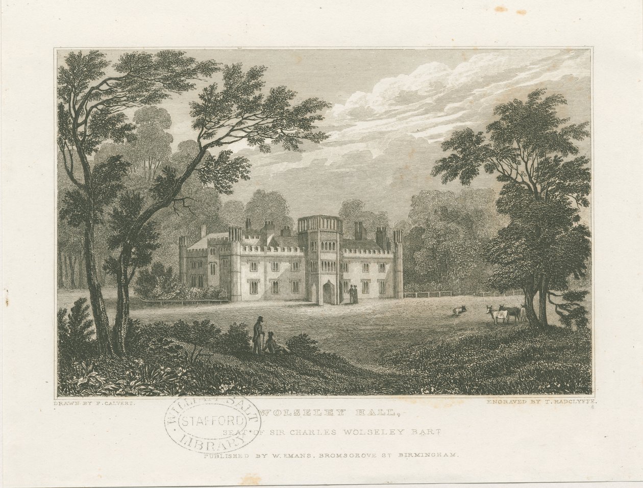 Wolseley Hall: acélmetszet, nd [c 1830] (nyomtatás) alkotó: Frederick Calvert