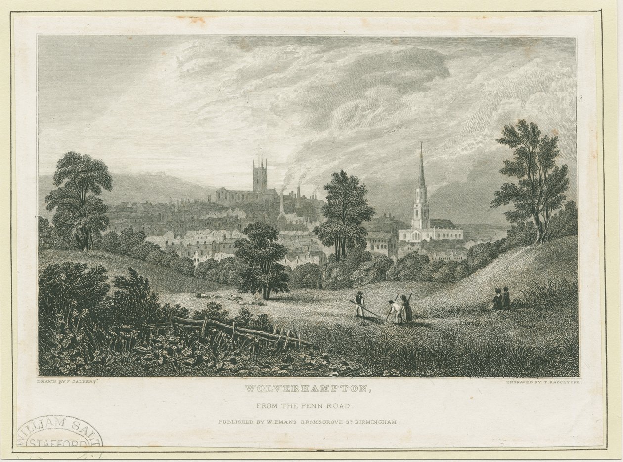 Wolverhampton – Távoli kilátás a Penn Roadról: acélmetszet, nd [c 1830] (nyomtatás) alkotó: Frederick Calvert