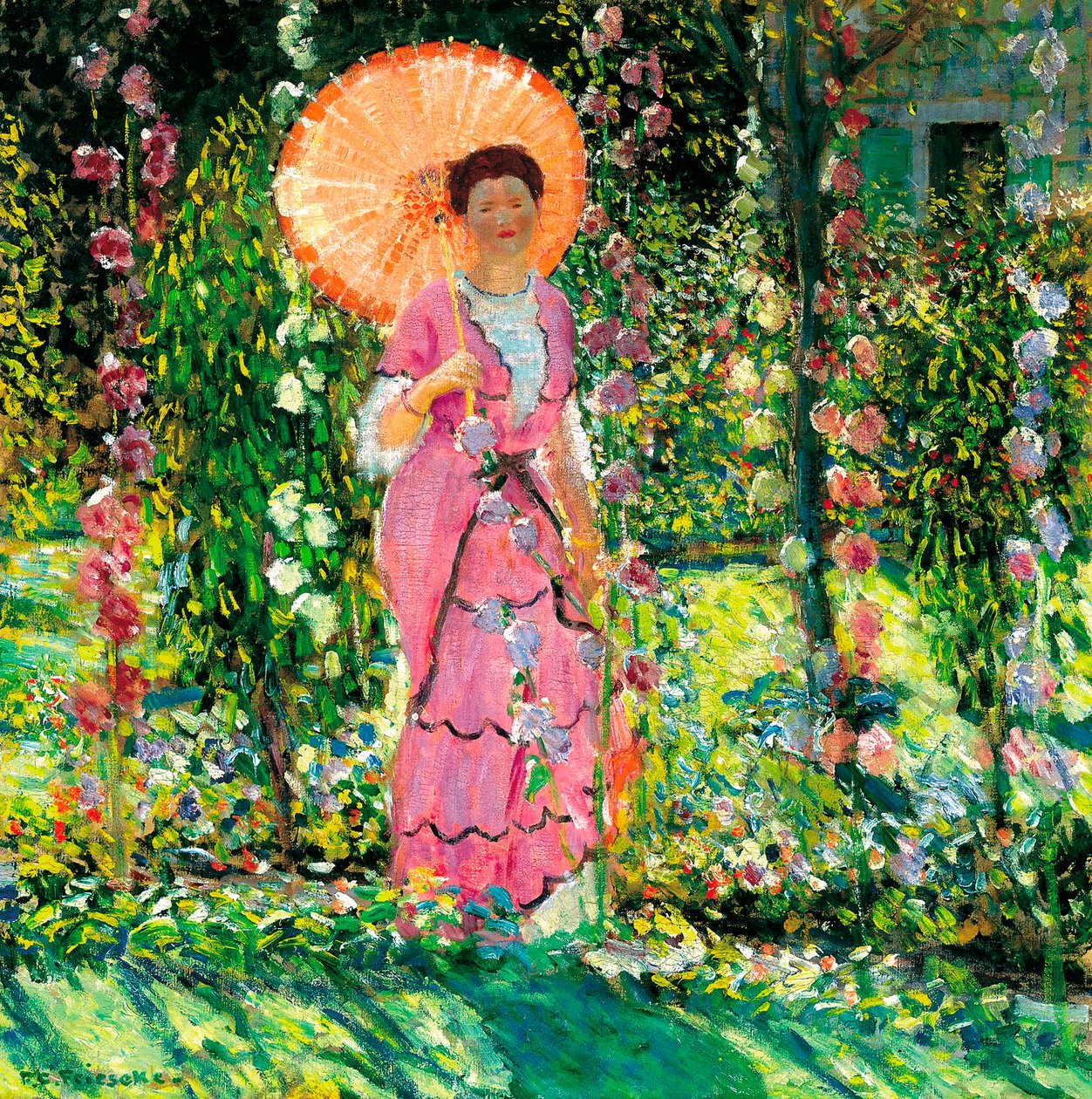 Hollyhocks, c. 1912 alkotó: Frederick Carl Frieseke
