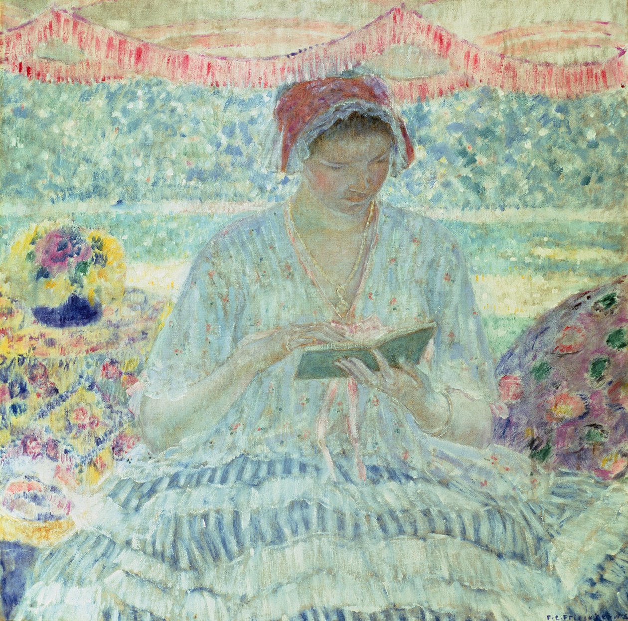 Nyári olvasmány (olaj, vászon) alkotó: Frederick Carl Frieseke