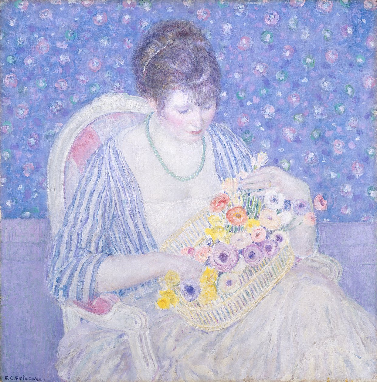 A virágkosár, 1913-1917 körül alkotó: Frederick Carl Frieseke